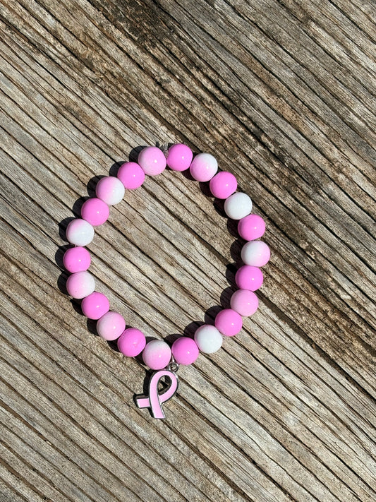 Breast Cancer Beaded Bracelet