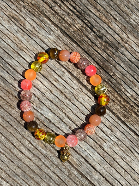 Bright Eyed Acorn Beaded Bracelet