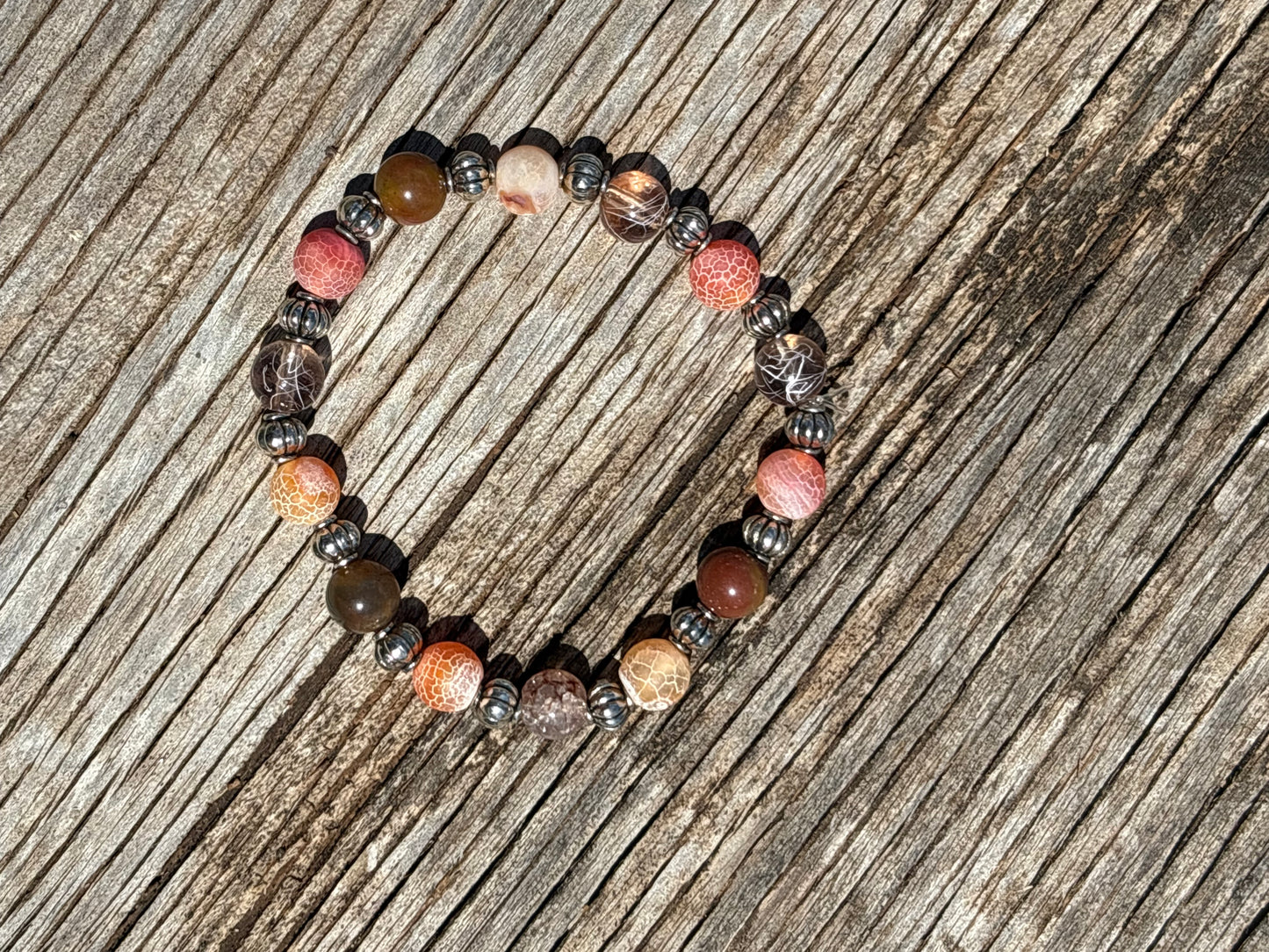 Peachy Tones Beaded Bracelet